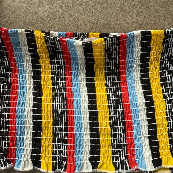 Revamped Size Large Colorful Striped Off-Shoulder Crop Top - Picture 7 of 8